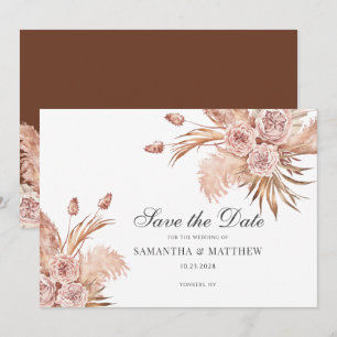 Botanical Pampas Grass Watercolor Floral Save The Date