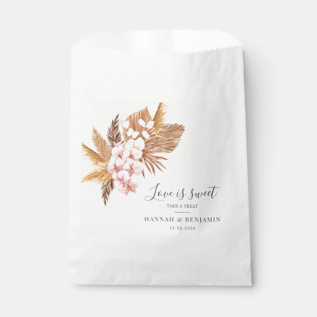Botanical Pampas Grass Wedding Thank You Favour Bags (Front)