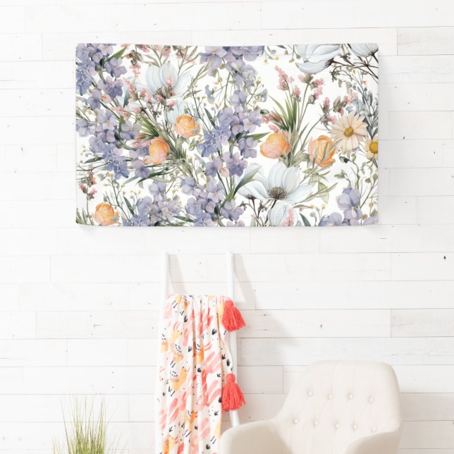 Botanical pastel colours wildflower summer floral banner (Insitu)