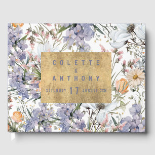 Botanical pastel colours wildflower summer floral guest book