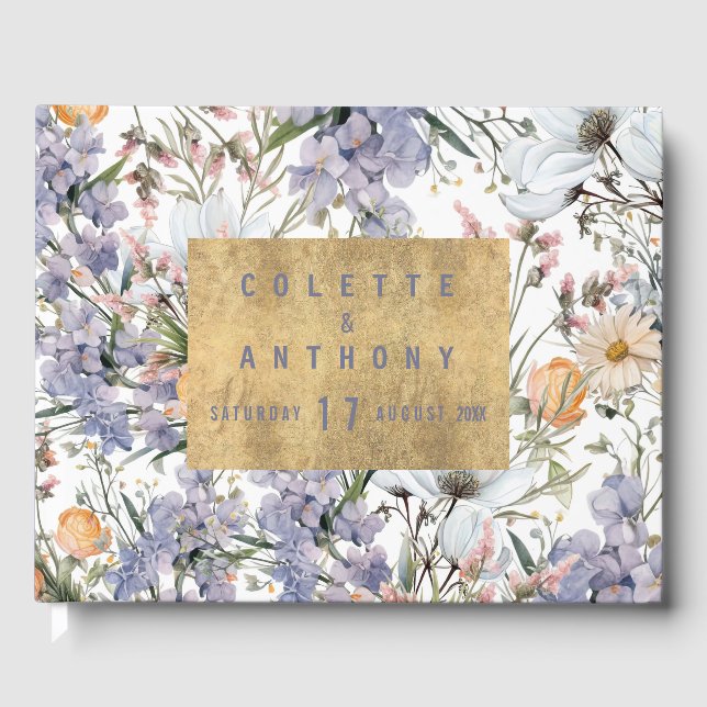 Botanical pastel colours wildflower summer floral guest book (Front)