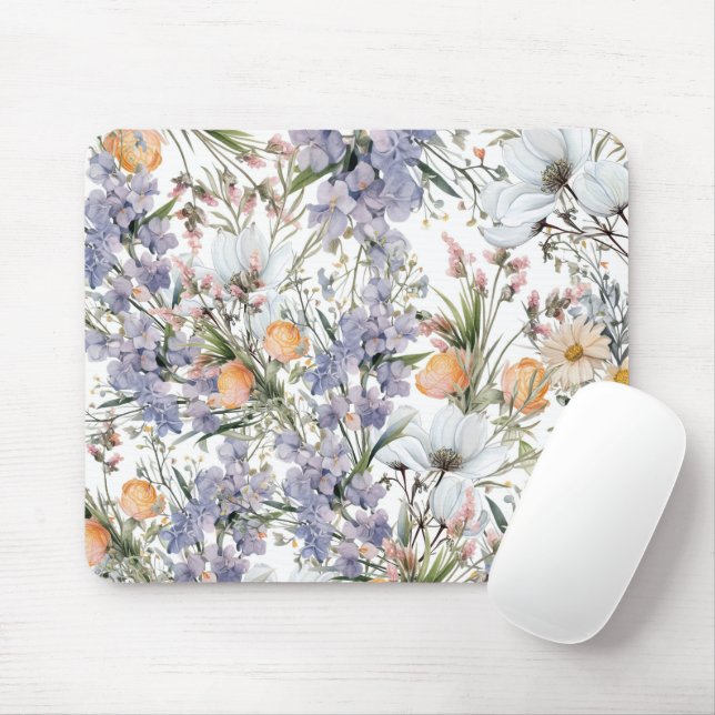 Botanical pastel colours wildflower summer floral mouse mat (With Mouse)
