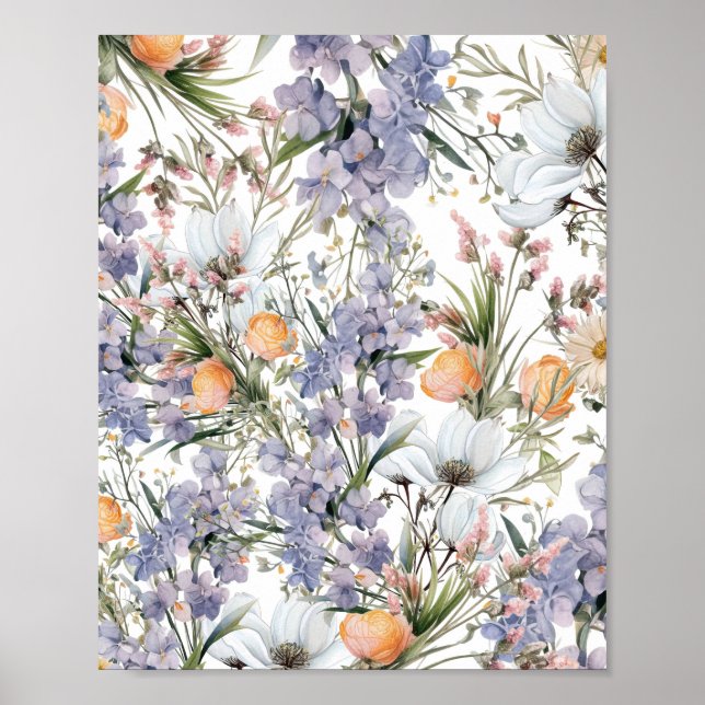 Botanical pastel colours wildflower summer floral poster (Front)