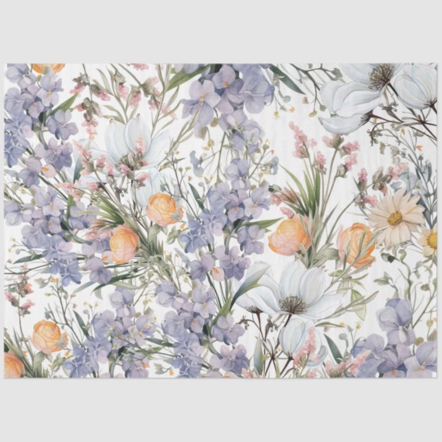 Botanical pastel colours wildflower summer floral tissue paper (Front)