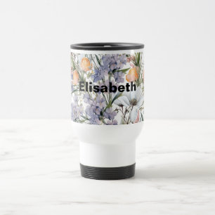 Botanical pastel colours wildflower summer floral travel mug
