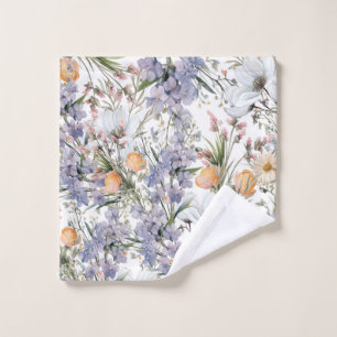 Botanical pastel colours wildflower summer floral wash cloth