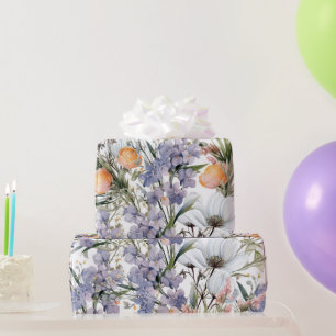 Botanical pastel colours wildflower summer floral wrapping paper