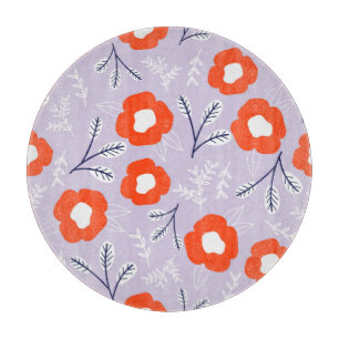 Botanical Pastel Pink: Floral Pattern Cutting Board