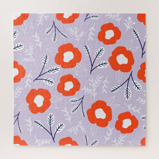 Botanical Pastel Pink: Floral Pattern Jigsaw Puzzle (Vertical)