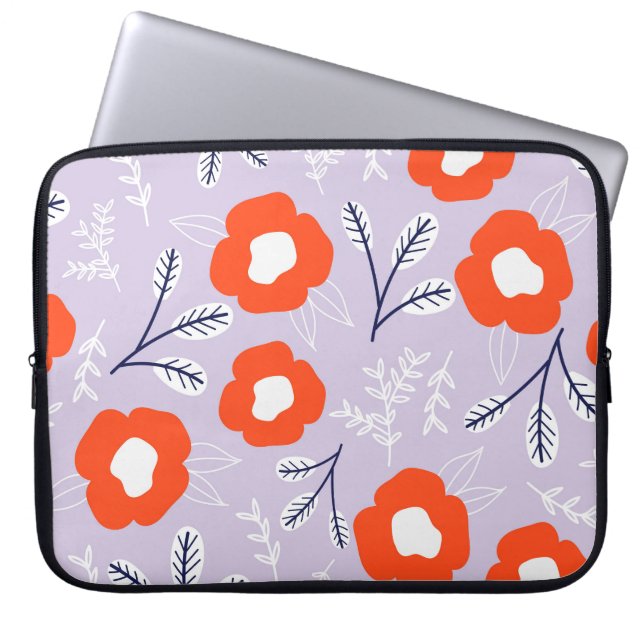 Botanical Pastel Pink: Floral Pattern Laptop Sleeve (Front)