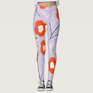 Botanical Pastel Pink: Floral Pattern Leggings