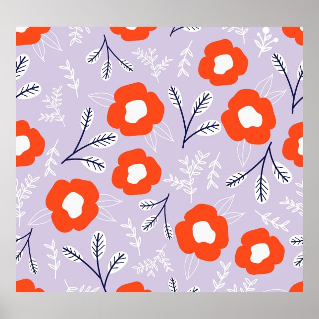 Botanical Pastel Pink: Floral Pattern Poster (Front)