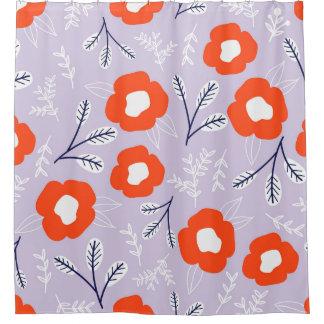 Botanical Pastel Pink: Floral Pattern Shower Curtain