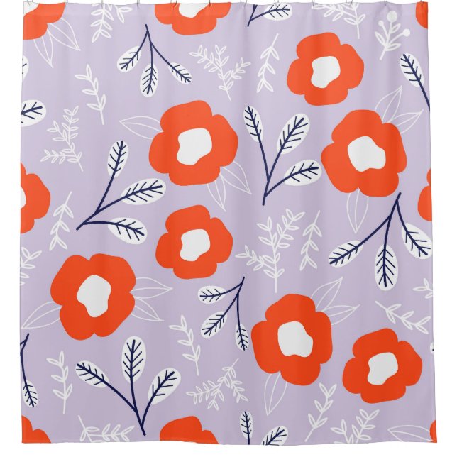 Botanical Pastel Pink: Floral Pattern Shower Curtain (Front)