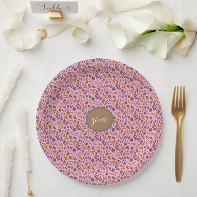 Botanical Pattern Customise Paper Plate (Wedding)