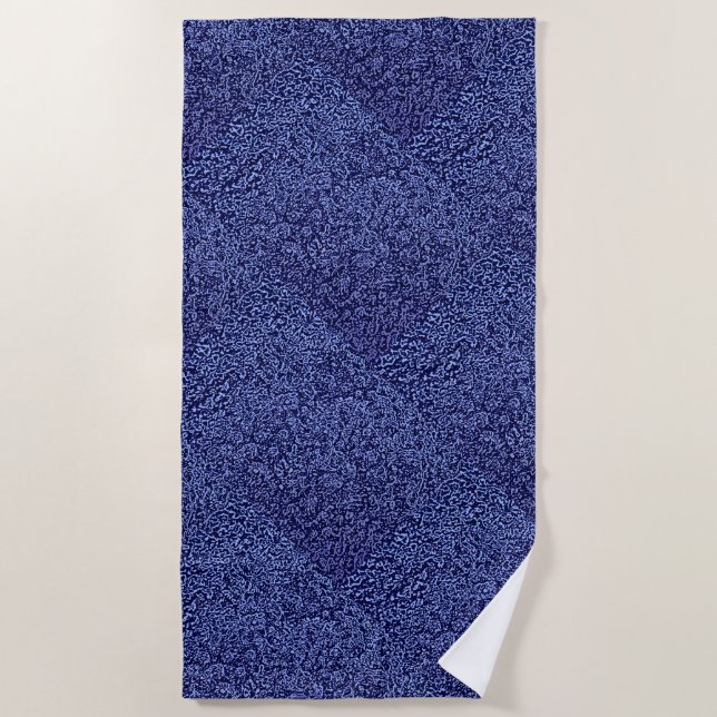 Botanical Pattern in Blue 1 Beach Towel (Front)