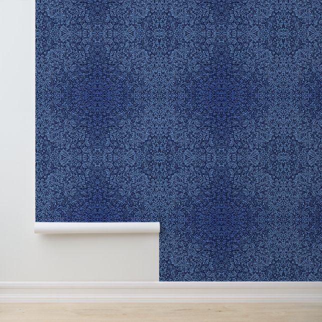Botanical Pattern in Blue 2 Wallpaper (Application)