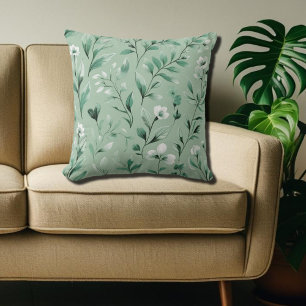 Botanical pattern in subtle greens Cushion