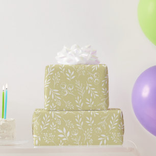 Botanical Pattern Muted Yellow Wrapping Paper Roll