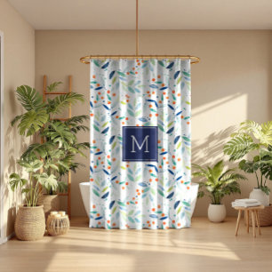 Botanical Pattern Pastel Watercolors Illustration Shower Curtain