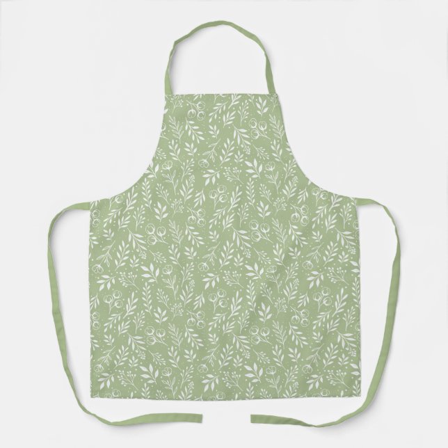 Botanical Pattern Sage Green - Apron (Front)