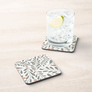 Botanical Pattern Sage green leaves Coaster