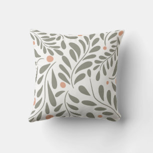 Botanical Pattern Sage green leaves Cushion