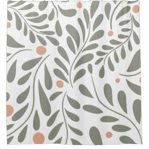 Botanical Pattern Sage green leaves Shower Curtain