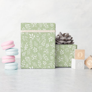Botanical Pattern Sage Green - Wrapping Paper Roll