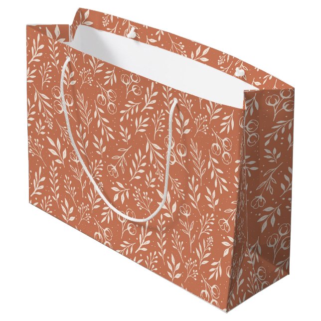 Botanical Pattern Terracotta - Large Gift Bag (Back Angled)