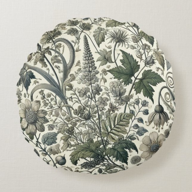 Botanical pattern throw pillow (Front)