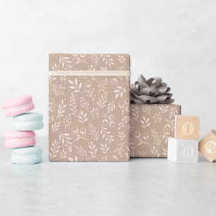 Botanical Pattern Warm Beige - Wrapping Paper Roll