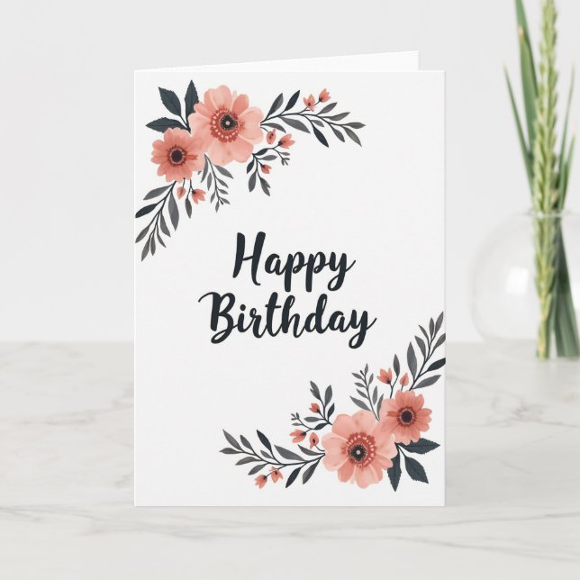 Botanical Peach Blossom Card (Front)