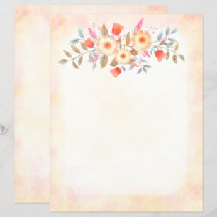 Botanical Peach Gradient Stationery Paper