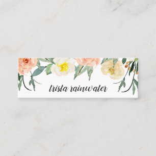 Botanical Peach Watercolor Roses Floral Mini Business Card