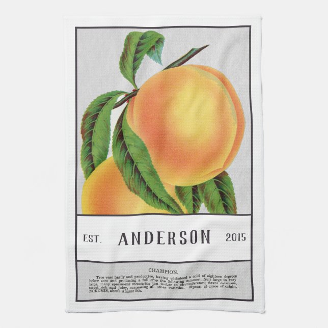 Botanical Peaches Customisable Tea Towel (Vertical)