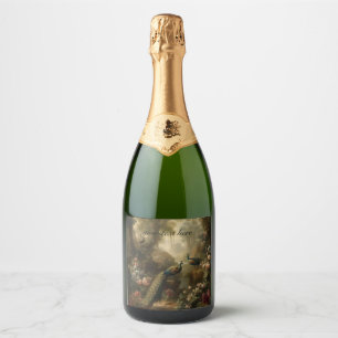 Botanical: peacocks English garden customisable Sparkling Wine Label