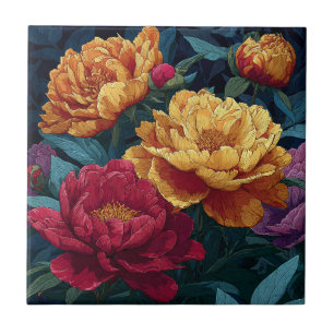 Botanical Peonies Ceramic Tiles For Home Decor