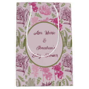 Botanical Peony Eucalyptus Girl Baby Shower Medium Gift Bag