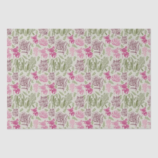 Botanical Peony Eucalyptus Girl Baby Shower  Tissue Paper (Front)