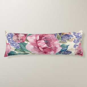 Botanical Peony Watercolor Lavender Blooms Floral Body Cushion