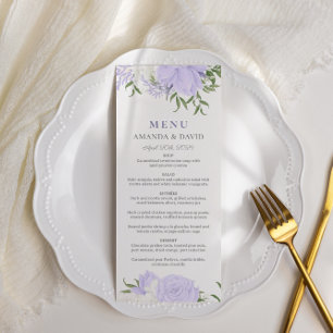 Botanical Periwinkle Watercolor Wedding Menu