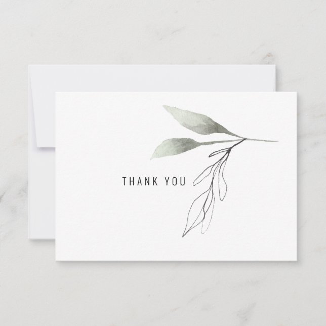  Botanical Personalised Script Name Thank You Card (Front)