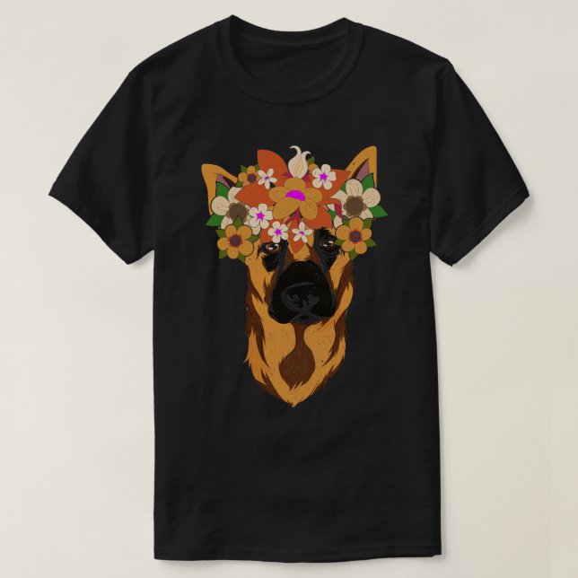 Botanical Pet Flower Crown Dog Lover Dog Belgian M T-Shirt (Design Front)