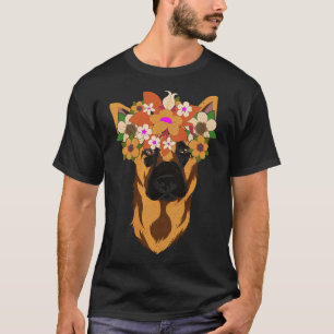 Botanical Pet Flower Crown Dog Lover Dog Belgian M T-Shirt