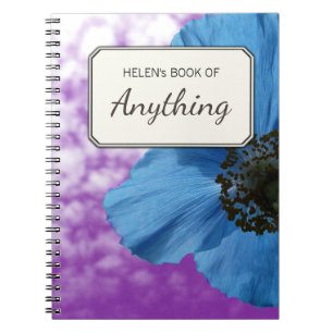 Botanical Photo Blue Poppy Personalised Notebook