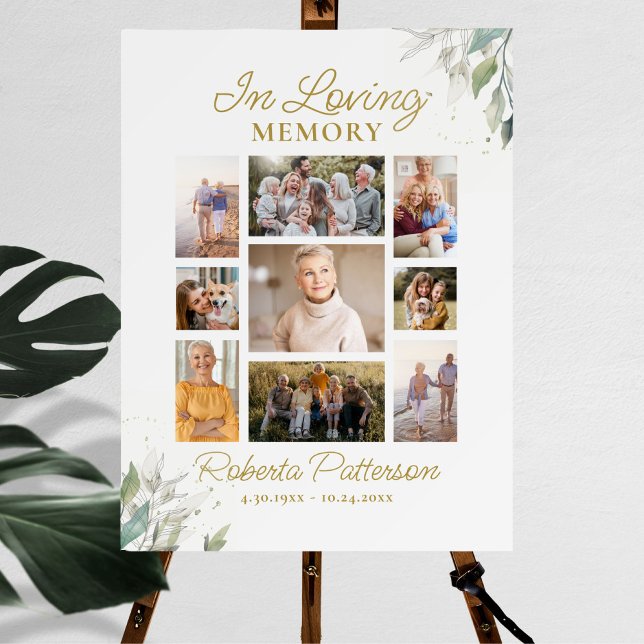 Botanical Photo Collage Funeral Memorial Welcome Poster (Creator Uploaded)