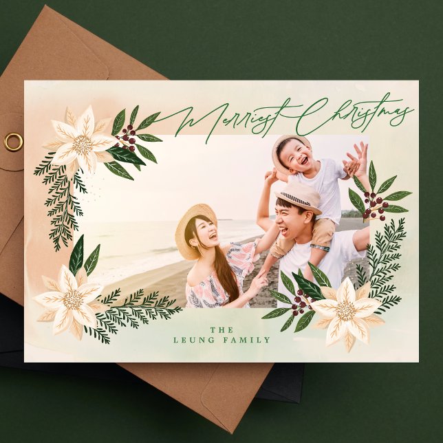 Botanical Photo Frame | Merry Christmas Holiday Card (Creator Uploaded)