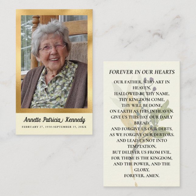 Botanical Photo Memorial Funeral Prayer Card (Front/Back)