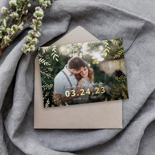Botanical Photo Overlay Save the Date Foil Invitat